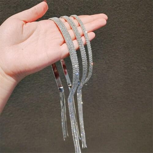 3Rows Rhinestone Hairband Wonderful Star Celebrity Style Tassels Man-made Diamond Hair Bands Cool Fashion Fairy Elegant Headband