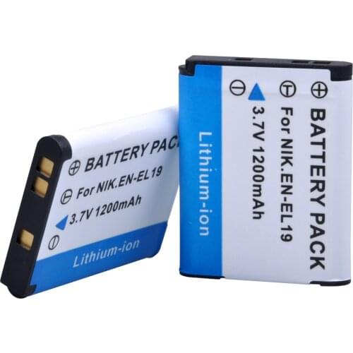 PowerTrust 2Pcs 1200mAh EN-EL19 EN EL19 EL19 Battery for Nikon S100 S2500 S2600 S3100 S6400 S4100 S4150 S3300 S4300 Camera