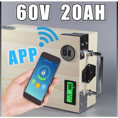 App 60V 20Ah Electric Bicycle Lithium Battery + BMS ,Charger Bluetooth GPS control 5V USB Port Pack scooter electric bike