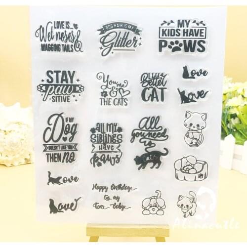 CLEAR STAMPS Pet Dogs Cats Letters Scrapbooking Card Album Paper Craft Rubber Roller Transparent Silicon Clear Stamp AlinaCraft
