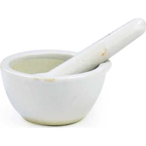 Mortar And Pestle With Pour Spout, Large,Porcelain Ceramic Medicine Grinding Bowl Pounding Stick Household Pot Crusher Tools