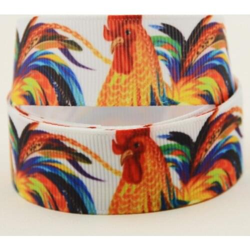 22mm 25mm 38mm 75mm chicken cartoon printed Grosgrain Ribbon party decoration 10 Yards X-04363