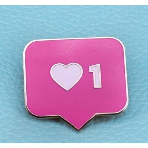 Pink Notification 1 Like Speech Bubble Brooch Pins Enamel Metal Badges Lapel Pin Brooches Jackets Fashion Jewelry Accessories