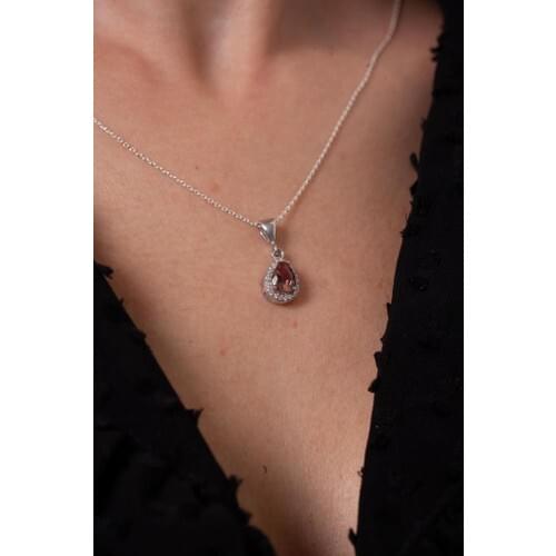 Nineveh Silver Drop Model Zultanit And Zircon Silver Necklace