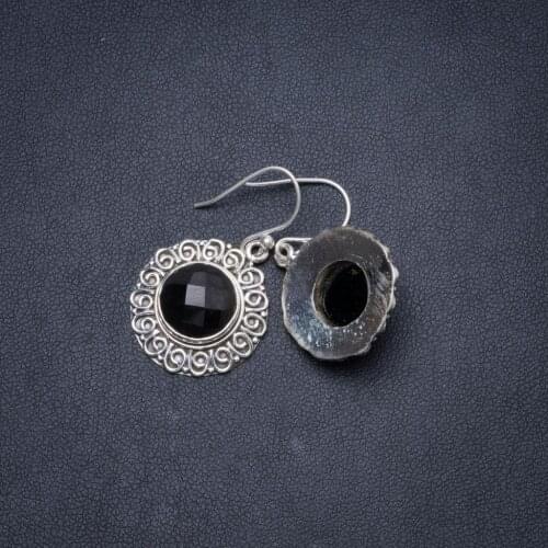 Natural Black Onyx Handmade Unique 925 Sterling Silver Earrings 1.25" Y1537