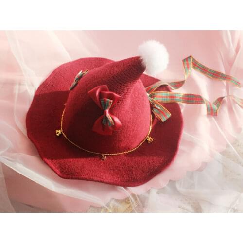 Christmas what hand made Lolita knitting spire areata red Christmas hat Lolita soft sister of autumn winter hats