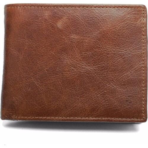 Vintage style Mens Wallet Oil Skin short Wallet RFID Anti-magnetic Short Leather Bag Women Wallets