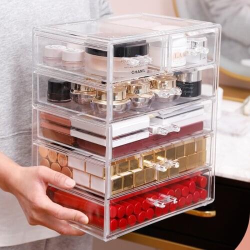 Drawer Makeup Organizer Cosmetics Storage Box Transparent Nail Gel Polish/Lipstick/Perfume/Loose Powder/Eyeshadow Display Stand