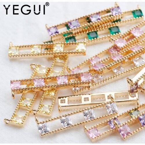 YEGUI M787,jewelry accessories,18k gold plated,0.3 microns,diy zircon pendant,jump ring,jewelry making,diy earring,10pcs/lot