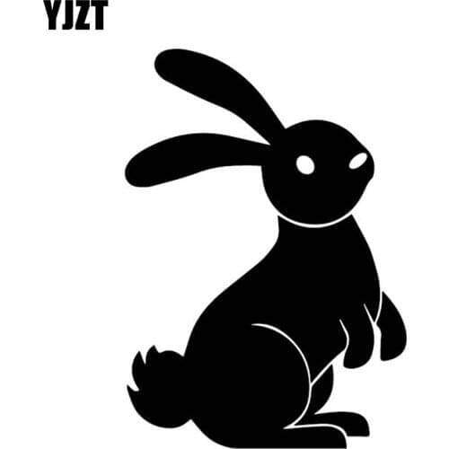 YJZT 10.9CM*15.4CM Rabbit Lovely Car Sticker Body Of Car Decor Vinyl Decal Accessories Black/Silver C4-2352
