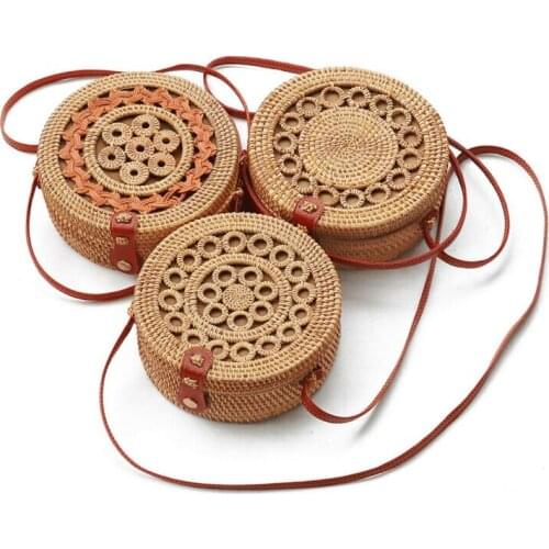 2019 Hot Women Straw Bag Summer Beach Rattan Shoulder Bags Wicker Weave Handbag Crossbody Fashion Bag High Quality