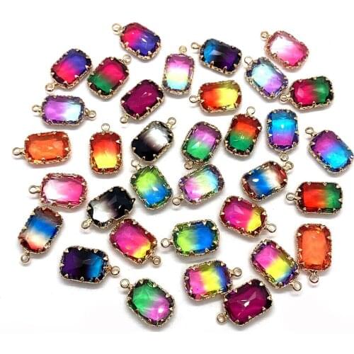 Ladies Multicolor Crystal Necklace Pendant Natural Stone Crystal Mineral Jewelry Gradient Color Faceted Couple Matching Jewelry