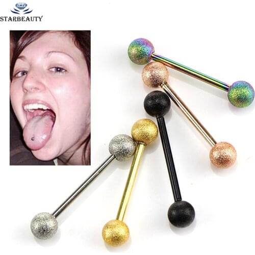 1Pc Rose Gold Color 1.4*16mm Piercing Tongue Rings Stainless Steel Tongue Piercing Bars Barbell Fashion Body Jewelry