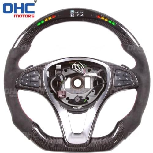 100% Real Carbon Fiber LED Steering Wheel compatible for W204 W205,S205 W213,S213, E GLA GLC V VITO B CLA CLS GLE GLS Class