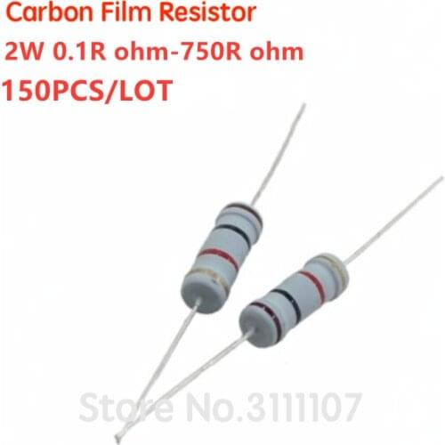 150PCS/LOT 2W 5% 0.1R ohm-750R ohm Carbon Film Resistor Kit Color Ring Resistance 2W 0.1 Ohm-750 Ohm 30Kinds*5pcs
