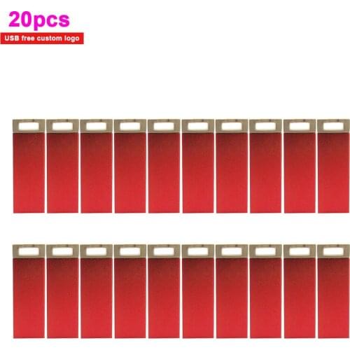 20pcs/lot logo free flash drive 64GB pen drive 32GB metal small U Disk pendrive USB 2.0 memoria cel usb stick memory stick gift