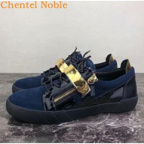 2020 New Chentel Noble Leather Men Metal Buckle Casual Shoes Party Shoes Men Flats Sneakers Zipper Lace-Up Unisex Big Size