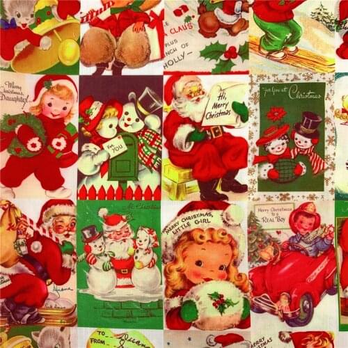 50*145cm Santa Claus Retro Little Animals Polyester Cotton Fabric for Tissue Kids Home Textile Sewing Patchwork Tilda Dress