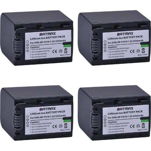 Batmax 4 Pcs 2500mAh NP-FV70 NP FV70 NPFV70 Rechargeable Li-ion Battery for Sony HDR-CX230 HDR-CX150E HDR-CX170 CX300