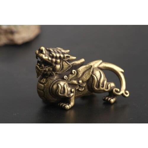 Animal de la suerte, Qilin, talla de bronce que busca la fortuna, colección artesanal de objetos antiguos