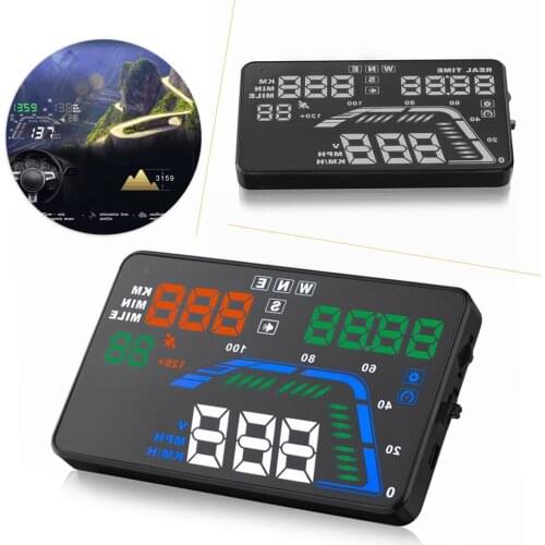 Car Head Up Display Overspeed Warning MPH Fuel Consumption Q7 HUD 5.5"GPS OBD2