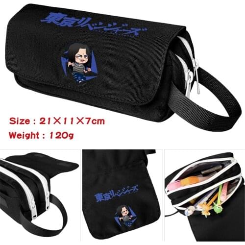 Pencil Case Anime Tokyo Revengers Nylon Cartoon Zipper Student Penbag Women Makeupbag Travel Cosmetic Bags Stationery Gift