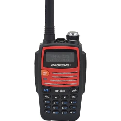 Color Red baofeng BF-530I 136-174MHz & 400-520MHz Dual Band 5W/1W 128CH FM 65-108MHz with Free Earphone Portable Two-way Radio