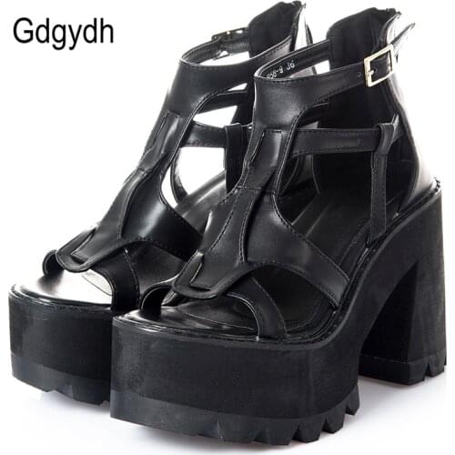 Gdgydh Rome Gladiator Women Shoes New Summer Sandals Thick Bottom Hollow Out Ankle Strap Comfortable Party Sandals Top Quality