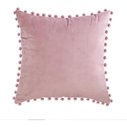Dutch Velvet Nordic Solid Color Fashionable Wool Ball Pillow For Sofa Cushion Material