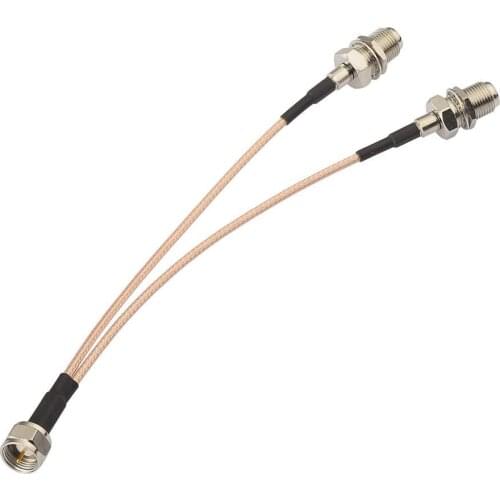 F Male to 2X F Female Dual RF Combiner coaxial cable Y type splitter pigtail RG316
