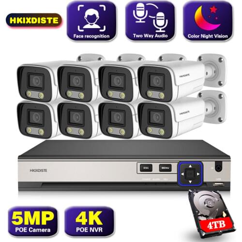 8CH 4K NVR Kit POE Security Camera System Outdoor Waterproof 8MP Two-way Audio IP Camera IR-Cut CCTV Video Surveillance System