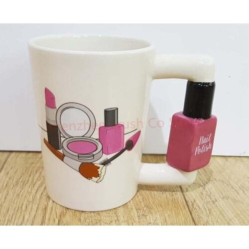 10pcs Creative ceramic mug girl tool beauty set nail polish hair dryer heels handle tea coffee mug ladies personality mug gift