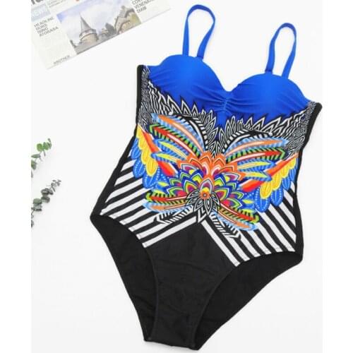 Sexy Floral Print Floral One Piece Swimsuit Closed Large Size Swimwear Plus Size Push Up Swim Body Bathing Suit Women Beach Pool