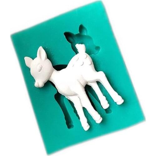 Small Sika Deer Shape Fondant Cake Silicone Mould Chocolate Biscuits Molds Candy Cooking Baking Cake Wedding Decorating Tools