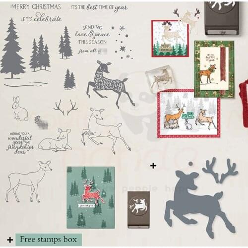 Fawn Rabbit Metal Cutting Dies and Stamps Stencils For Scrapbooking Stamps Embossing Mold DIY Paper Cards Craft Cutting Template