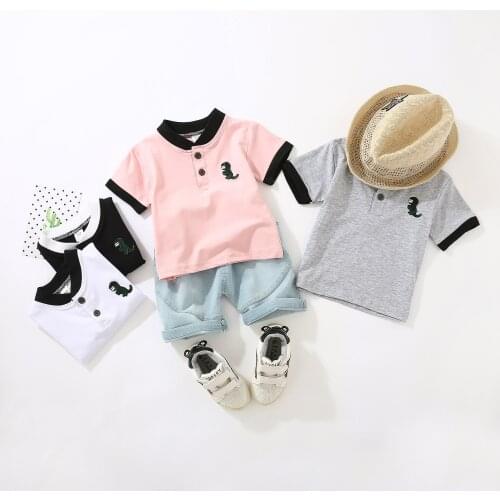 2020 Fashion Baby Boys Clothes Sets 2pcs Short Sleeve Pullover T Shirts Tops Shorts Trousers 4 Colors