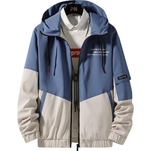 Men Hip Hop Streetwear Hooded Jacket Patchwork Korean Style Men Jacket Oversized Loose Outwear Casual Jacket Jaqueta Masculina