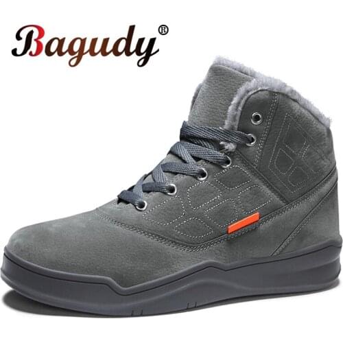 2019 Fashion New Autumn Winter Leather Keep Warm Ankle Boots Outdoor Brand Men Snow Boots Big Size Men Casual Shoes size 38-44