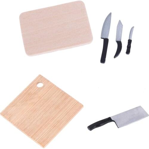 Kitchen Breakfast Scene Bread Egg Flour Cake Knife Chopping Block Set Dollhouse Kitchenware Accessories 1:12 Miniature
