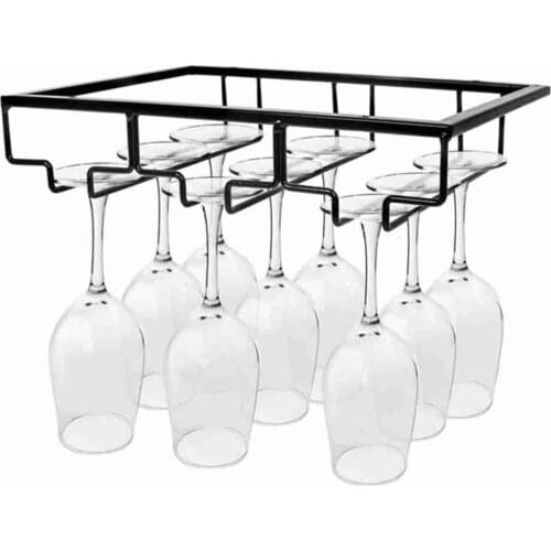 Wall Mount Wine Glass Holder Under Cabinet Cupboard Hanging Champagne Goblet Rack Stemware Kitchen Storage Organizer Cup Shelf