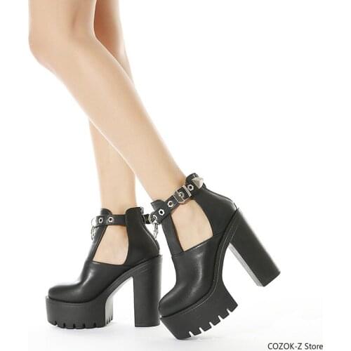 2021 New Spring Autumn Casual High-heeled Shoes Sexy Ruslana Korshunova Thick Heels Platform Pumps