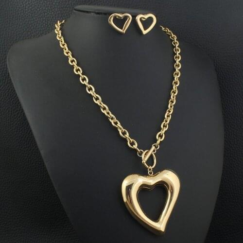Wholesale Stainless Steel Vintage Jewelry Gold Color Necklace Earrings Sets For Woman Gift SFGZBICB