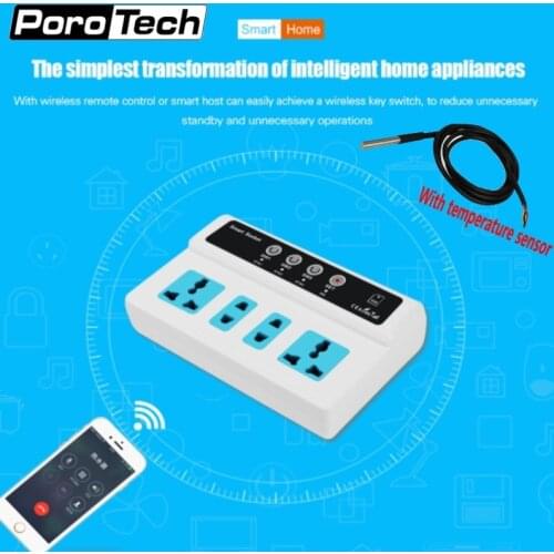 Wholesale Wireless GSM power socket SC3-GSM with temperature sensor 4 Outlets Remote Control GSM SIM Smart Switch Plug Socket