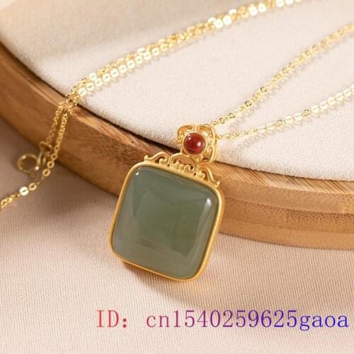Green Jade Pendant Charm Gifts Women Jewelry Necklace Natural Amulet Chalcedony Chinese Gemstone Zircon Fashion 925 Silver