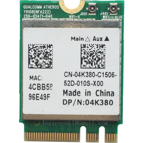 QCNFA222 AR5BWB222 802.11a/b/g/n 300Mbps 2.4/5GHz bluetooth BT4.0 WIFI WLAN Card for Atheros Dell 4K380 NGFF Toshiba Acer Sony