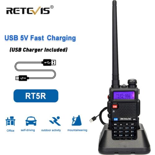 RETEVIS RT5R Handy Walkie Talkie 5W VHF UHF USB Ham Amateur Two-Way Radio Airsoft Game Hunting Walkie-Talkie for Baofeng UV-5R