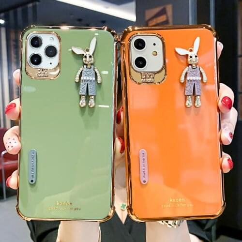 Little Rabbits Luxurious Electroplated Phone Case For IPhone 12 mini 12 Pro Max 11 Pro X XR XS Max Cover For iphone 7 8 Plus SE2