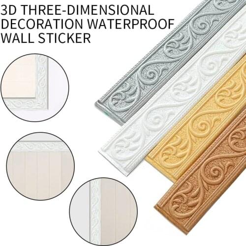 Self-adhesive 3D Stereo Foam Wall Stickers Waist Line Edge Banding Background Frame Anti-collision Waterproof Wallpaper Skirting