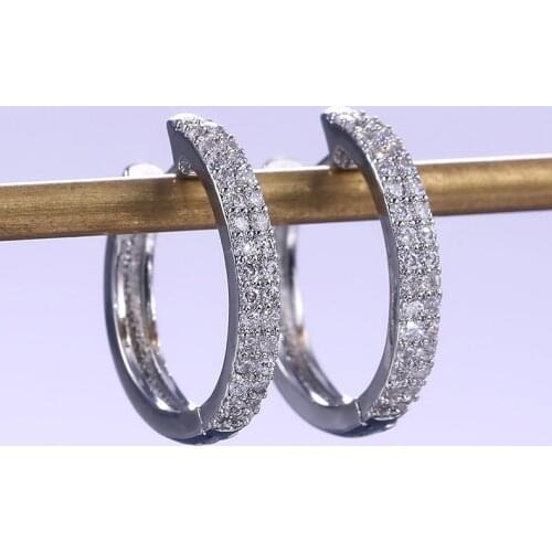 Delicate 925 Sterling Silver Sparkling Single Row Zircon Stud Earrings for Women Wedding Band Jewelry Pendientes Oorbellen