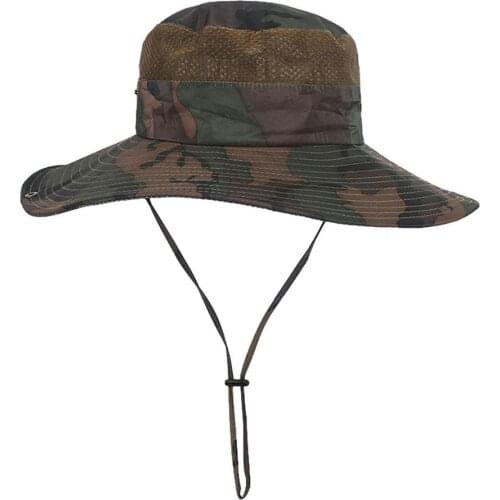 Outdoor Camping Women Sun Hats Wide Brim UV Protection Foldable Mesh Fishing Hat Digital Camouflage Army Hat